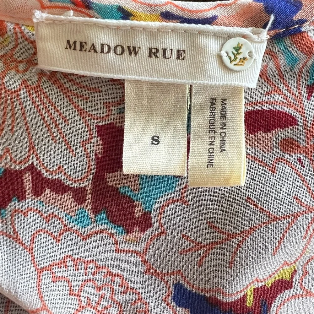 🧡Anthropologie Meadow Rue Colorful Patterned Boho Blouse w Lace - Picture 3 of 4